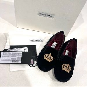 Velvet slippers with crown patch dolce and gabbana